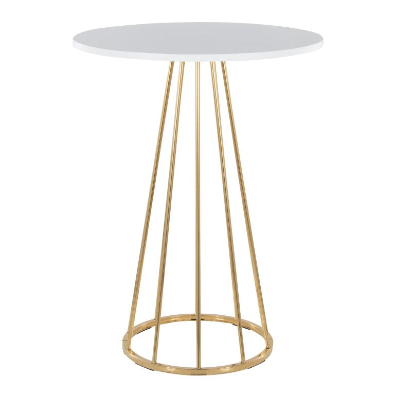 English Elm Contemporary Round Counter Table with Gold Metal Base for Kitchen or Studio B202S02411