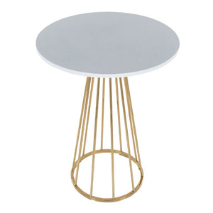 English Elm Contemporary Round Counter Table with Gold Metal Base for Kitchen or Studio B202S02411