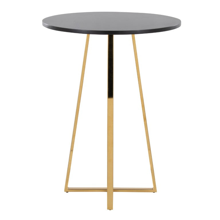 English Elm Contemporary Round Cafe Table with Gold Geometric Frame for Bar or Breakfast Nook B202S02414