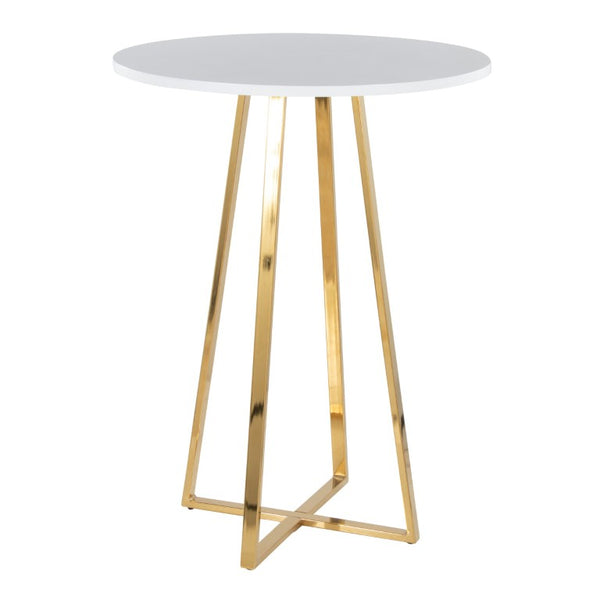 English Elm Contemporary Square Bistro Counter Table with Gold Metal Base for Kitchen Nooks B202S02415