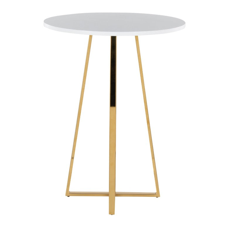 English Elm Contemporary Square Bistro Counter Table with Gold Metal Base for Kitchen Nooks B202S02415