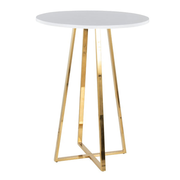 English Elm Contemporary Square Bistro Counter Table with Gold Metal Base for Kitchen Nooks B202S02415