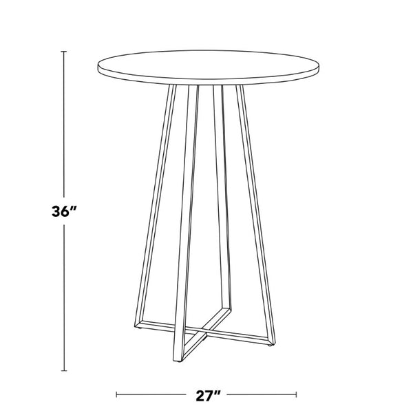 English Elm Contemporary Square Bistro Counter Table with Gold Metal Base for Kitchen Nooks B202S02415