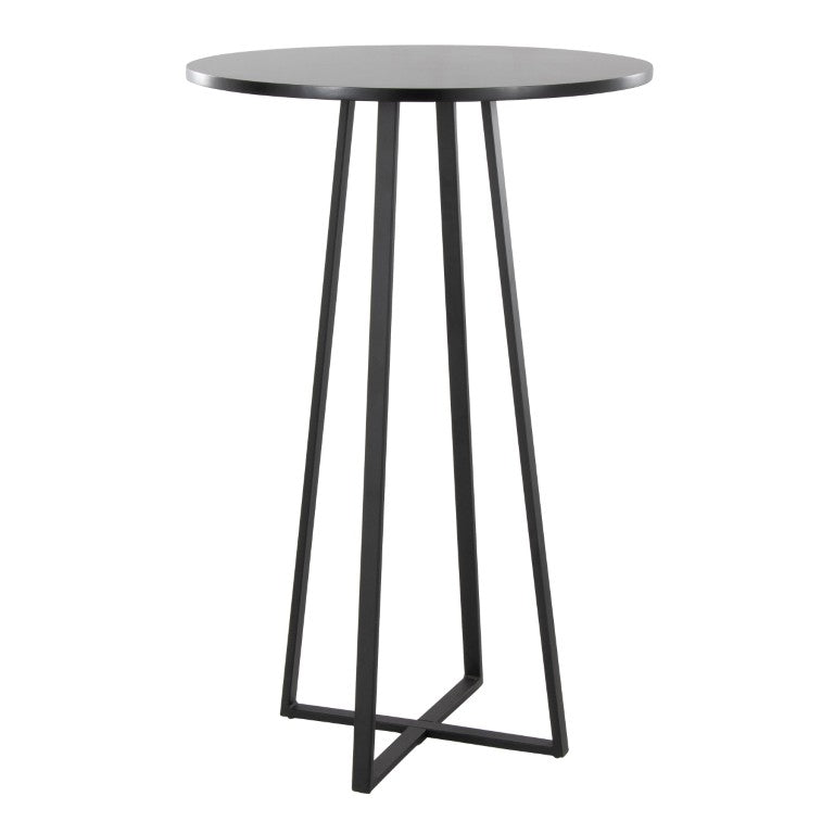 English Elm Contemporary Round MDF Top Counter Table with Powder Coated Metal Base for Two Black Black 41.75 inches H B202S02424