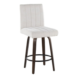 English Elm 26 Inch Swivel Counterstools with Bentwood Base Grey Upholstery and Metal Footrest Set Light Gray Fabric B202S02426