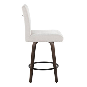English Elm 26 Inch Swivel Counterstools with Bentwood Base Grey Upholstery and Metal Footrest Set Light Gray Fabric B202S02426