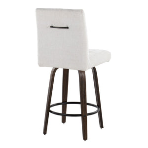 English Elm 26 Inch Swivel Counterstools with Bentwood Base Grey Upholstery and Metal Footrest Set Light Gray Fabric B202S02426