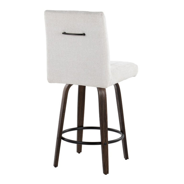 English Elm 26 Inch Swivel Counterstools with Bentwood Base Grey Upholstery and Metal Footrest Set Light Gray Fabric B202S02426