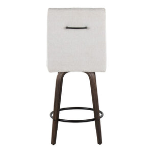 English Elm 26 Inch Swivel Counterstools with Bentwood Base Grey Upholstery and Metal Footrest Set Light Gray Fabric B202S02426