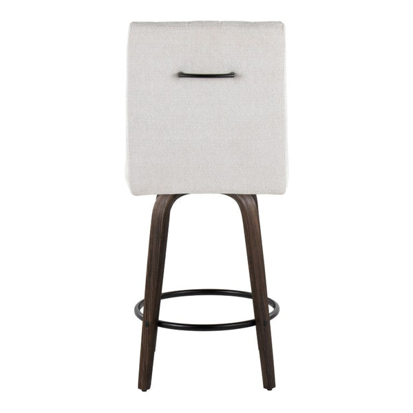 English Elm 26 Inch Swivel Counterstools with Bentwood Base Grey Upholstery and Metal Footrest Set Light Gray Fabric B202S02426