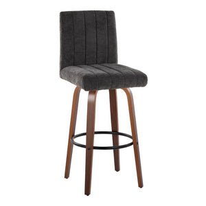 English Elm 30 Inch Swivel Barstools Set of 2 Walnut Bentwood Legs with Black Footrest Ring B202S02429