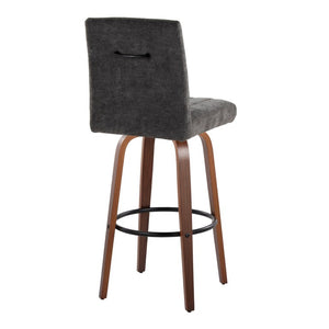 English Elm 30 Inch Swivel Barstools Set of 2 Walnut Bentwood Legs with Black Footrest Ring B202S02429