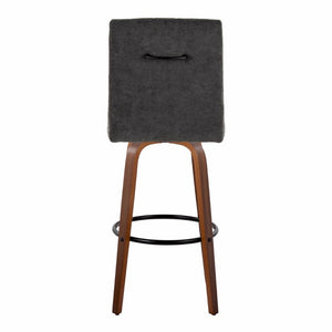 English Elm 30 Inch Swivel Barstools Set of 2 Walnut Bentwood Legs with Black Footrest Ring B202S02429