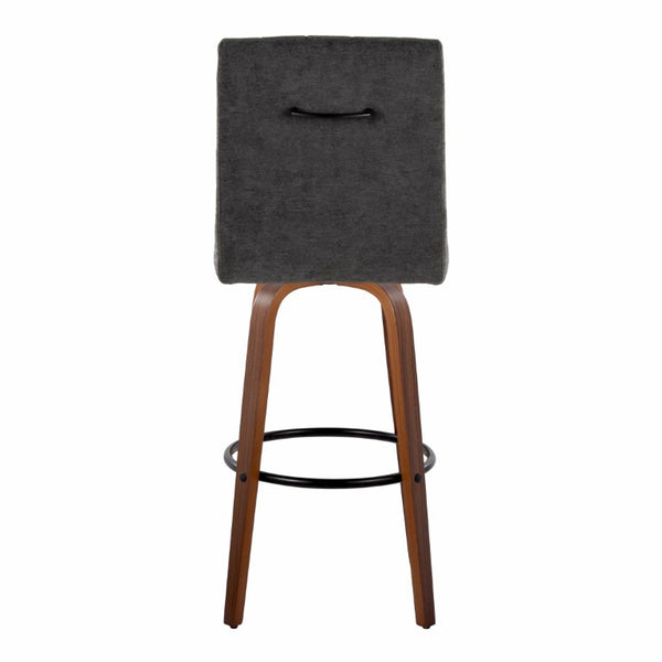 English Elm 30 Inch Swivel Barstools Set of 2 Walnut Bentwood Legs with Black Footrest Ring B202S02429