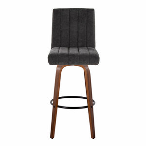English Elm 30 Inch Swivel Barstools Set of 2 Walnut Bentwood Legs with Black Footrest Ring B202S02429