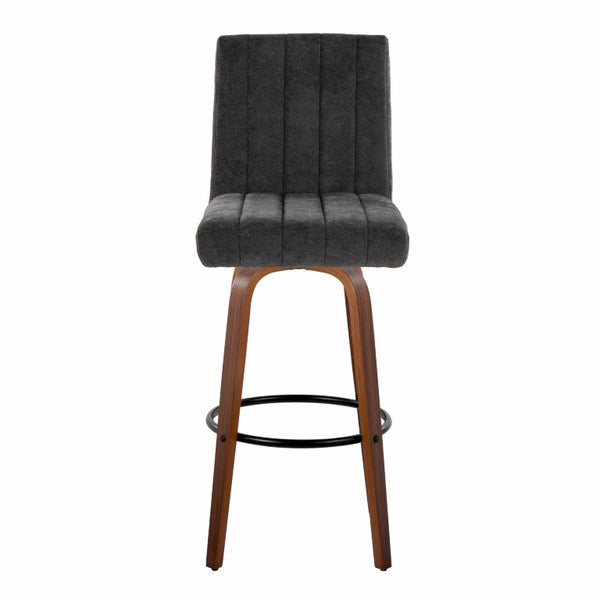 English Elm 30 Inch Swivel Barstools Set of 2 Walnut Bentwood Legs with Black Footrest Ring B202S02429