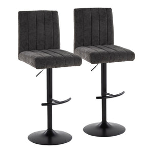 English Elm Upholstered Swivel Barstools with Chrome Base and T Footrest for Kitchen Islands Set of 2 Dark Gray Fabric B202S02431
