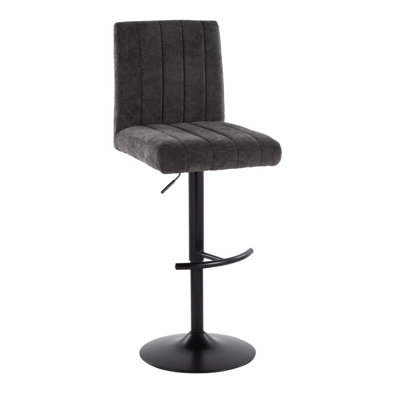 English Elm Upholstered Swivel Barstools with Chrome Base and T Footrest for Kitchen Islands Set of 2 Dark Gray Fabric B202S02431