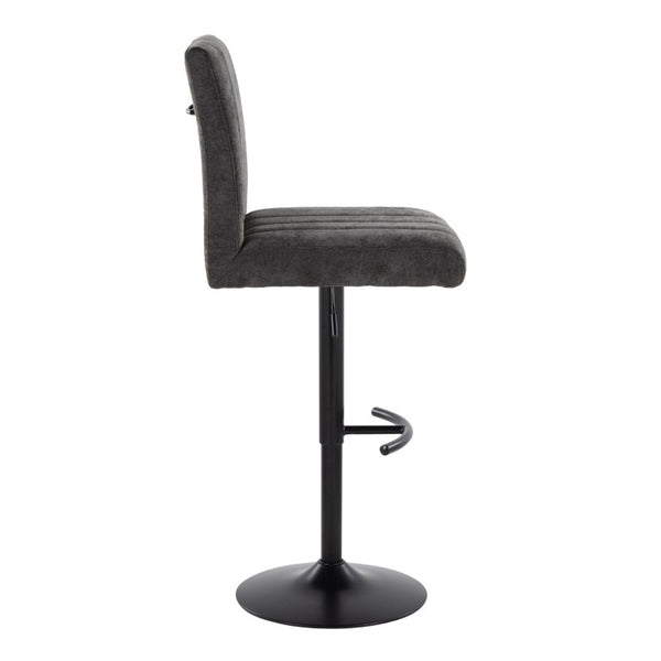 English Elm Upholstered Swivel Barstools with Chrome Base and T Footrest for Kitchen Islands Set of 2 Dark Gray Fabric B202S02431