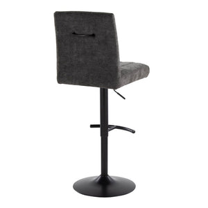 English Elm Upholstered Swivel Barstools with Chrome Base and T Footrest for Kitchen Islands Set of 2 Dark Gray Fabric B202S02431
