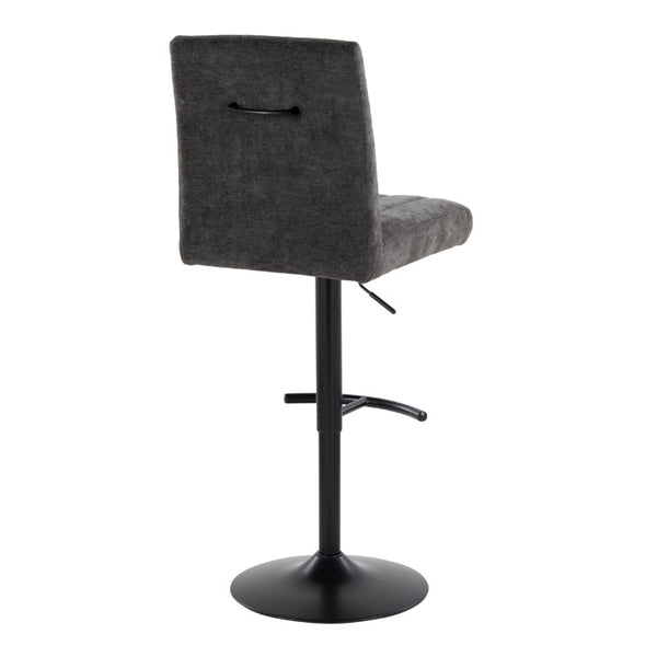 English Elm Upholstered Swivel Barstools with Chrome Base and T Footrest for Kitchen Islands Set of 2 Dark Gray Fabric B202S02431