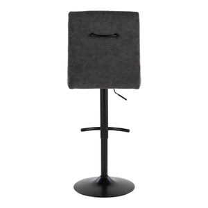 English Elm Upholstered Swivel Barstools with Chrome Base and T Footrest for Kitchen Islands Set of 2 Dark Gray Fabric B202S02431