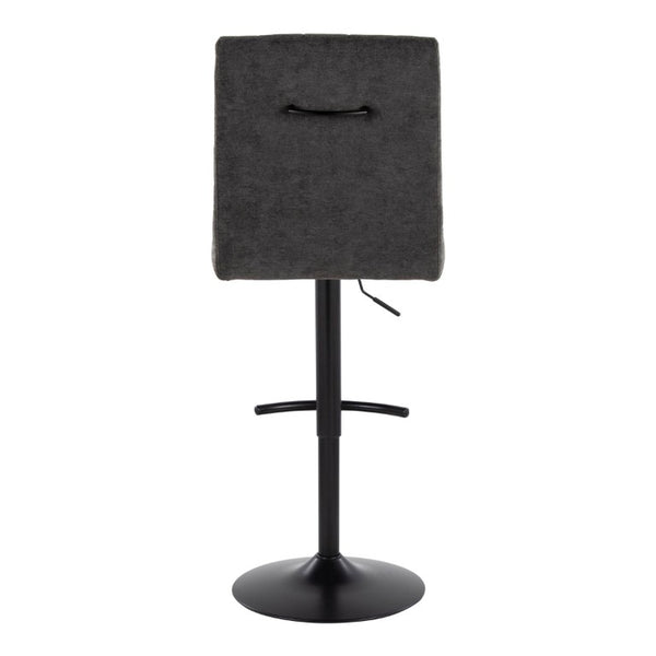 English Elm Upholstered Swivel Barstools with Chrome Base and T Footrest for Kitchen Islands Set of 2 Dark Gray Fabric B202S02431