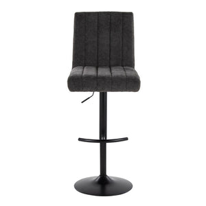 English Elm Upholstered Swivel Barstools with Chrome Base and T Footrest for Kitchen Islands Set of 2 Dark Gray Fabric B202S02431