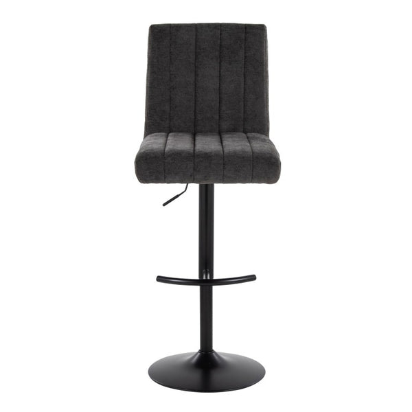 English Elm Upholstered Swivel Barstools with Chrome Base and T Footrest for Kitchen Islands Set of 2 Dark Gray Fabric B202S02431