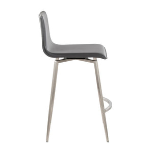 English Elm 26 Inch Swivel Counterstools with Bentwood Base Grey Upholstery and Metal Footrest Set Gray Faux Leather B202S02444