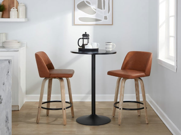 English Elm 26 Inch Swivel Counterstools with Bentwood Base Grey Upholstery and Metal Footrest Set Camel - B Faux Leather B202S02449