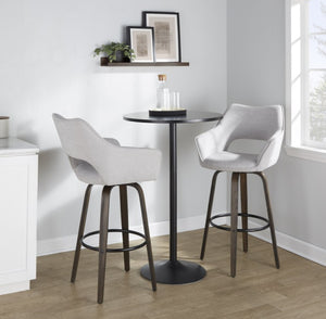 English Elm 30 Inch Swivel Barstools Set of 2 Bentwood Frame Grey Upholstered Seat Kitchen Bar B202S02478
