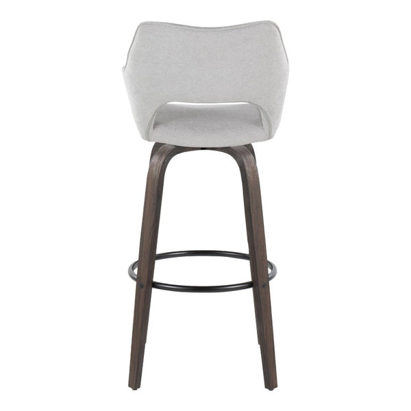English Elm 30 Inch Swivel Barstools Set of 2 Bentwood Frame Grey Upholstered Seat Kitchen Bar B202S02478