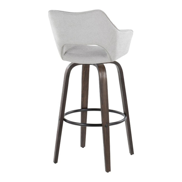 English Elm 30 Inch Swivel Barstools Set of 2 Bentwood Frame Grey Upholstered Seat Kitchen Bar B202S02478