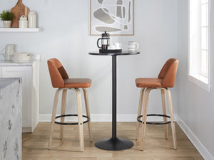 English Elm 30 Inch Swivel Barstools Set of 2 Bentwood Faux Leather Seats for Kitchen Bar B202S02483