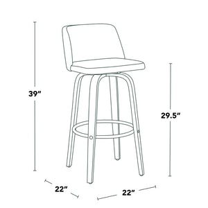 English Elm 30 Inch Swivel Barstools Set of 2 Bentwood Faux Leather Seats for Kitchen Bar B202S02483