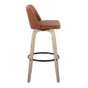 English Elm 30 Inch Swivel Barstools Set of 2 Bentwood Faux Leather Seats for Kitchen Bar B202S02483