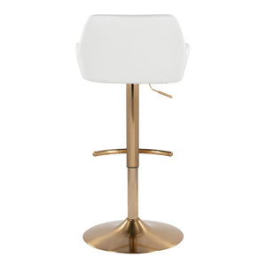 English Elm Contemporary Swivel Barstools with Gold Base and Faux Leather Seats Set of Two B202S02491
