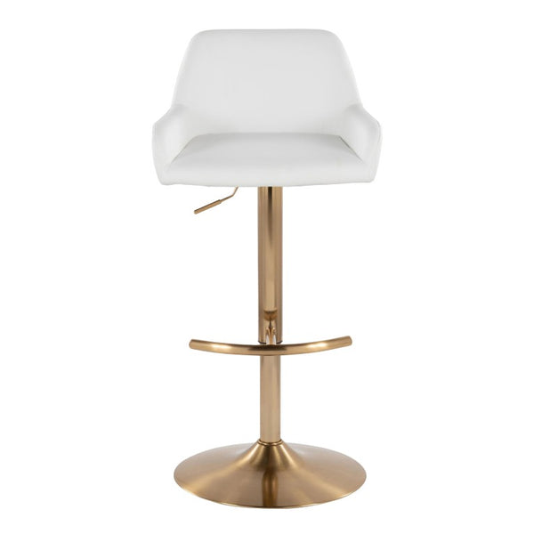 English Elm Contemporary Swivel Barstools with Gold Base and Faux Leather Seats Set of Two B202S02491