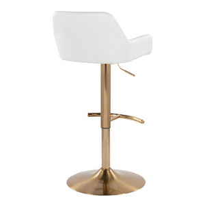 English Elm Contemporary Swivel Barstools with Gold Base and Faux Leather Seats Set of Two B202S02491