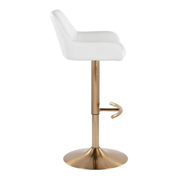 English Elm Contemporary Swivel Barstools with Gold Base and Faux Leather Seats Set of Two B202S02491