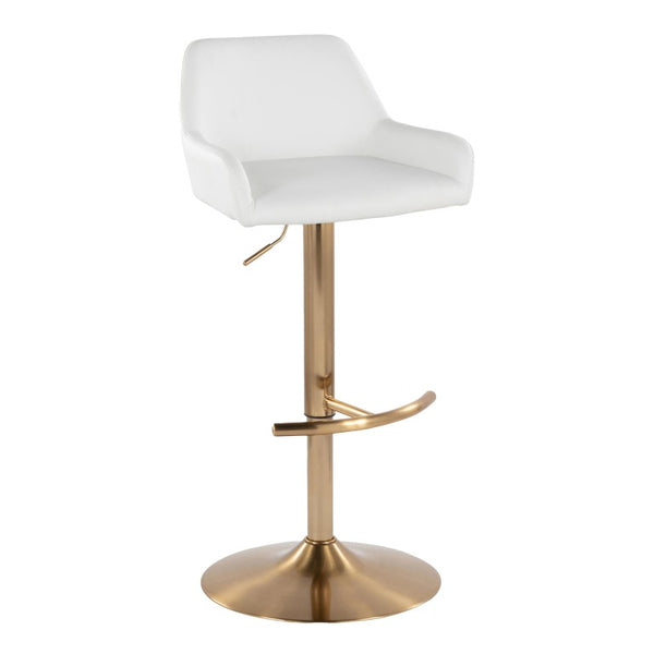 English Elm Contemporary Swivel Barstools with Gold Base and Faux Leather Seats Set of Two B202S02491