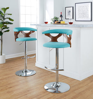 English Elm Mid-Century Swivel Barstools with Walnut Backrest and Chrome Base for Kitchen Island B202S02511