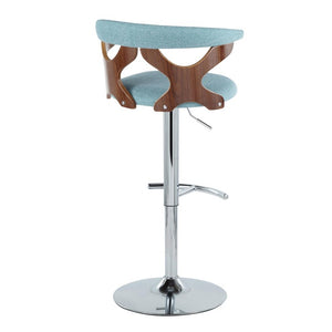 English Elm Mid-Century Swivel Barstools with Walnut Backrest and Chrome Base for Kitchen Island B202S02511