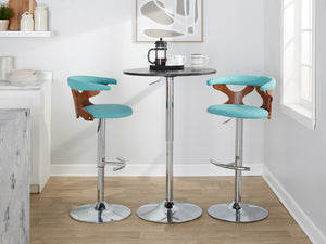 English Elm Mid-Century Swivel Barstools with Walnut Backrest and Chrome Base for Kitchen Island B202S02511