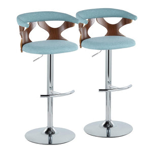 English Elm Mid-Century Swivel Barstools with Walnut Backrest and Chrome Base for Kitchen Island B202S02511
