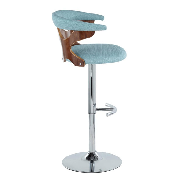English Elm Mid-Century Swivel Barstools with Walnut Backrest and Chrome Base for Kitchen Island B202S02511