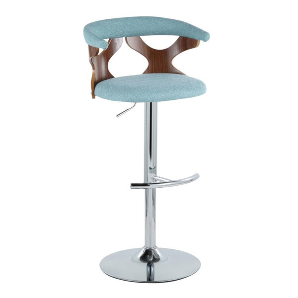English Elm Mid-Century Swivel Barstools with Walnut Backrest and Chrome Base for Kitchen Island B202S02511