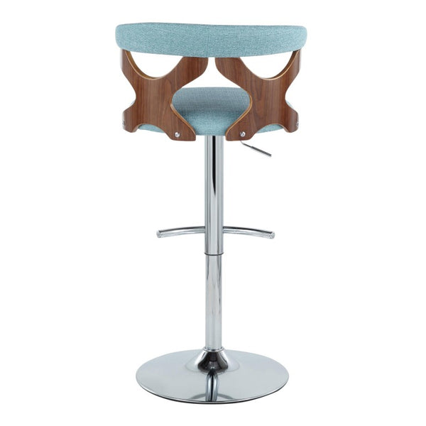 English Elm Mid-Century Swivel Barstools with Walnut Backrest and Chrome Base for Kitchen Island B202S02511