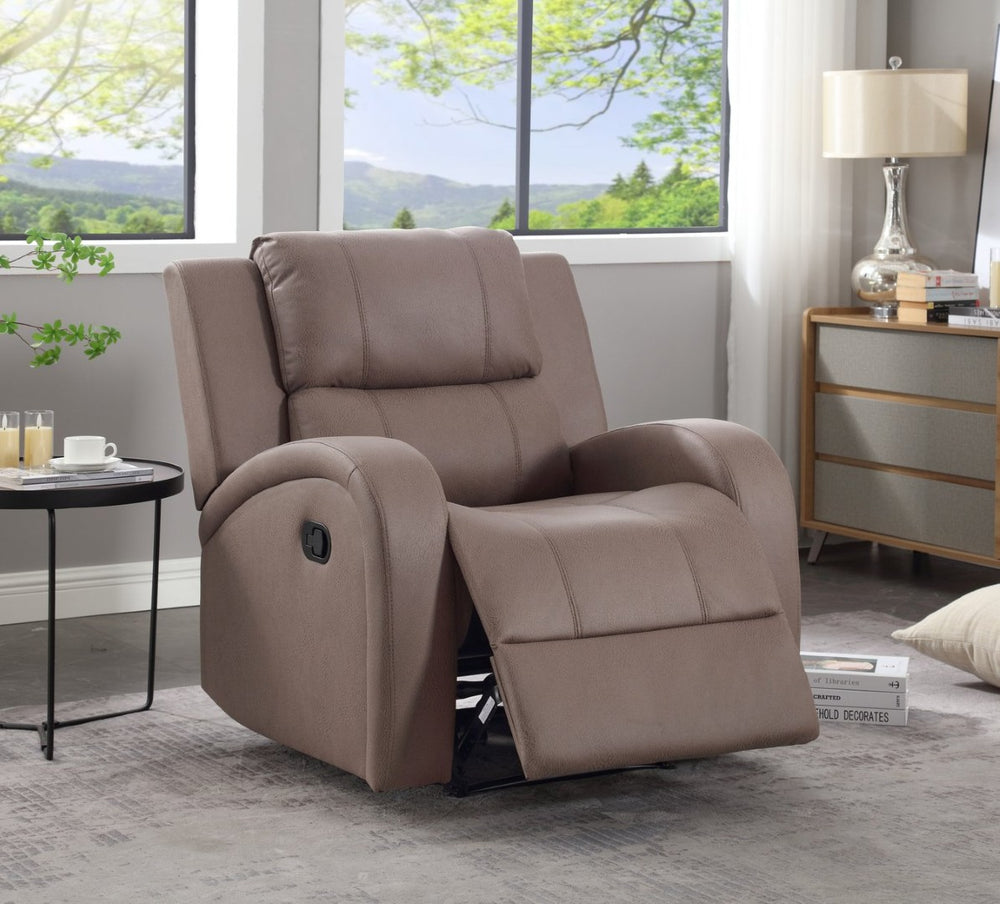 English Elm Modern Faux Leather Manual Recliner Chair for Living Room Home Office or Bedroom B205P241925